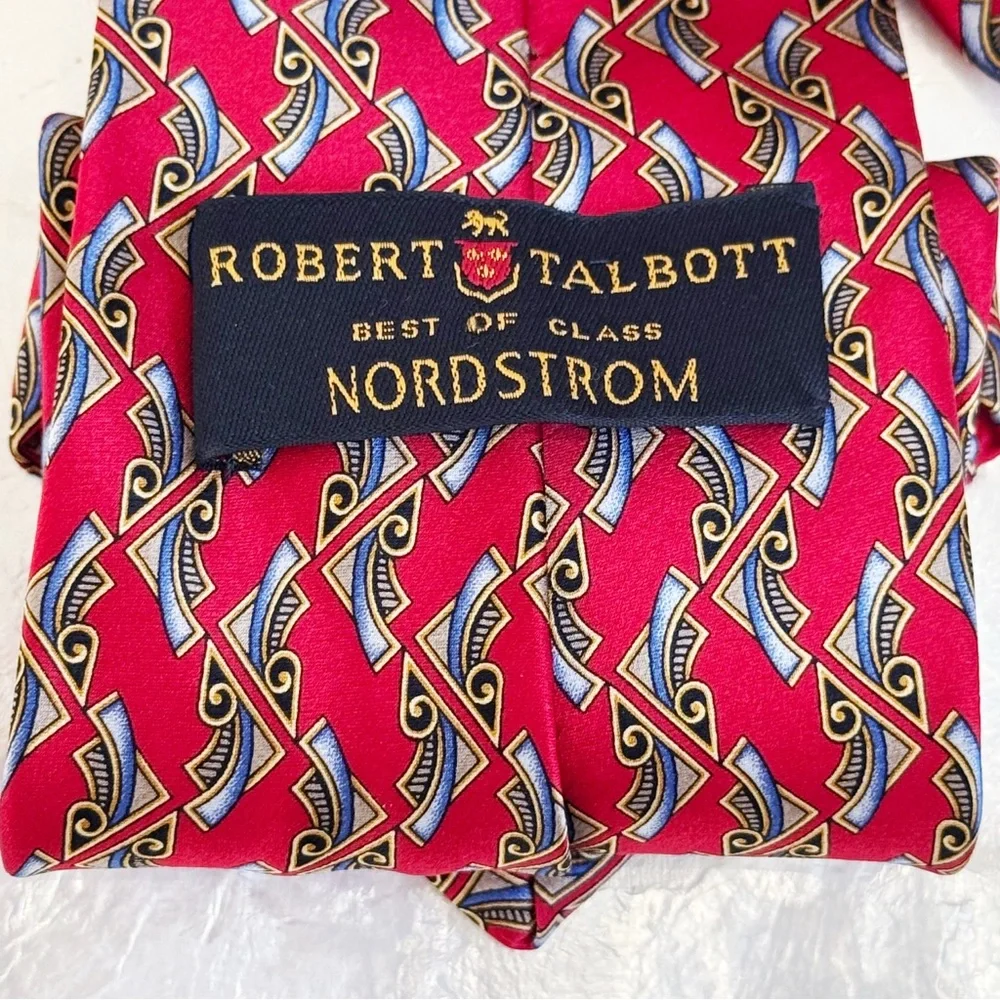 Robert Talbott Nordstrom Red Men’s Silk Tie Handsewn 56”